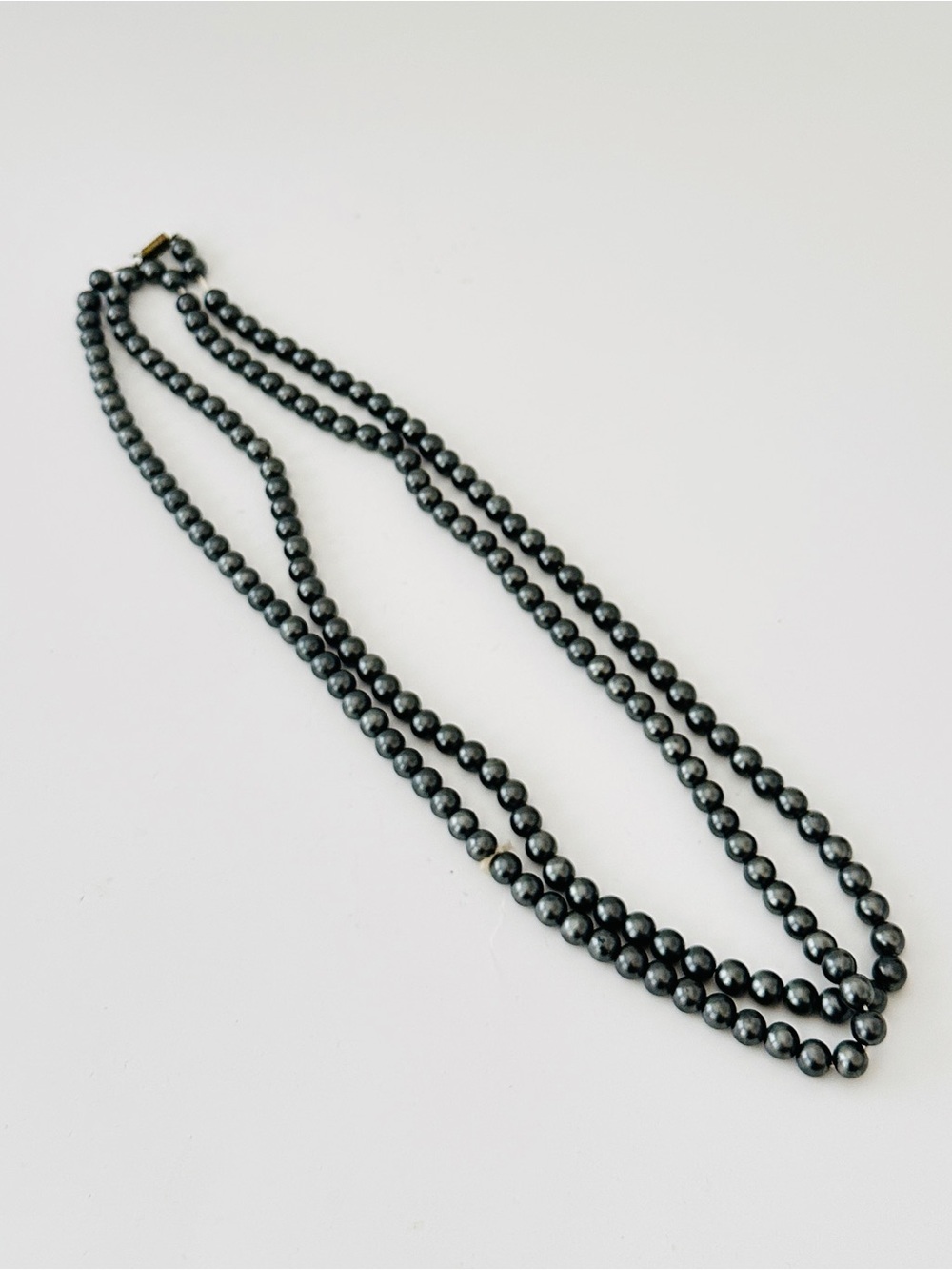 Vintage Long Gray Faux Pearl Necklace